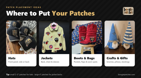 Where to put patches: hats, jackets, boots and bags, crafts and gifts